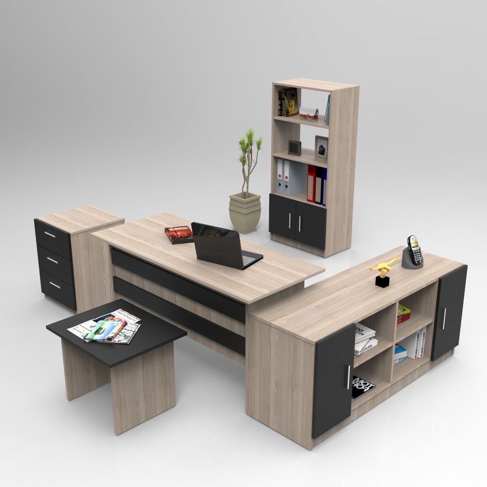 Set Kancelarijskog Namještaja Vo15-Ob Oak Black slika 1