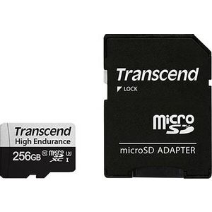 Transcend TS256GUSD350V 256GB microSD w/ adapter U3, High Endurance, Read/Write up to 95/45 MB/s