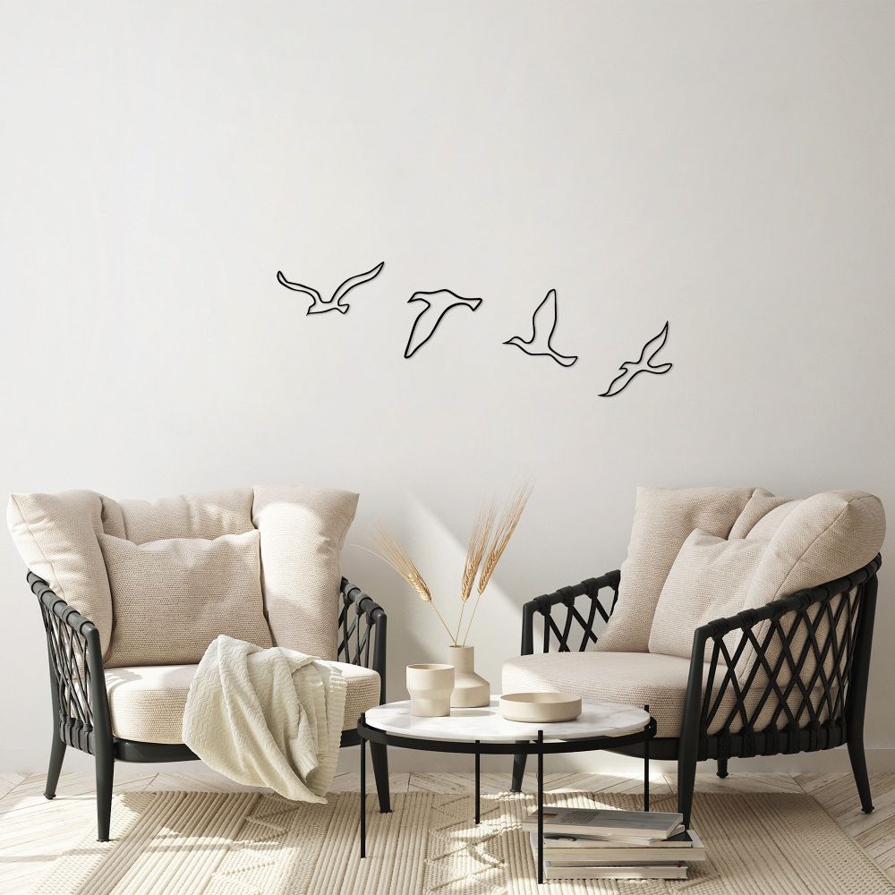 Dekorativni Metalni Zidni Ukras - Birds 486 Crni slika 1