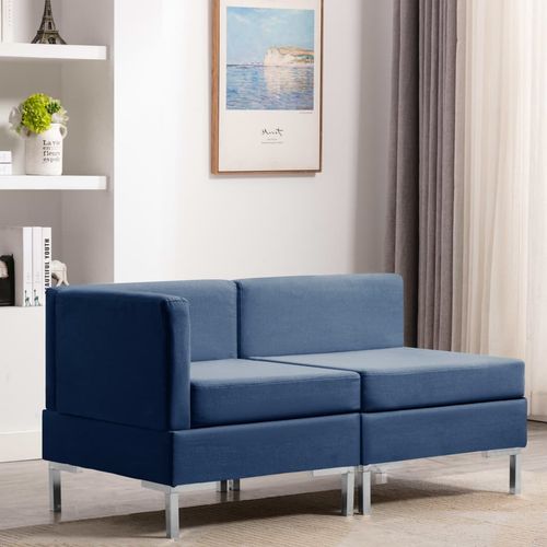 2-dijelni set sofa od tkanine plavi slika 1