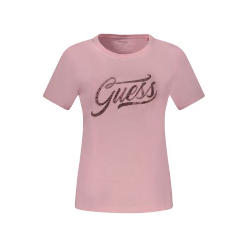 GUESS JEANS WOMEN'S SHORT SLEEVE T-SHIRT PINK slika 1