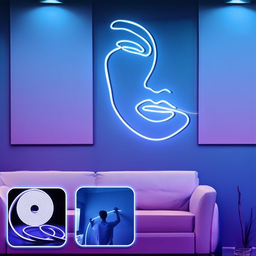 Face Art - Large - Blue Blue Decorative Wall Led Lighting slika 1