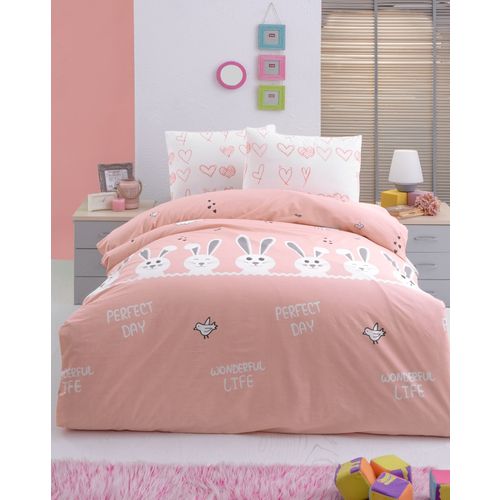 Bunny Kids Salmon
White
Grey Ranforce Single Quilt Cover Set slika 1