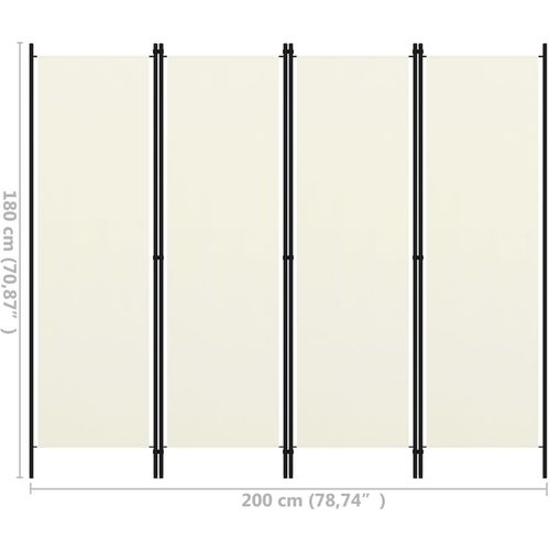 Sobna pregrada s 4 panela krem-bijela 200 x 180 cm slika 38