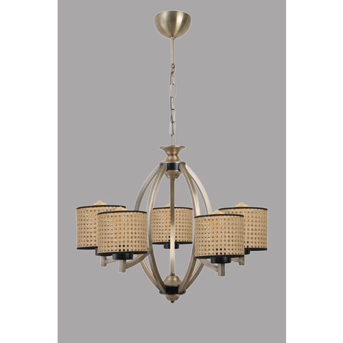 Paul 5 li eskitme avize rattan abajurlu Brown Chandelier slika 1