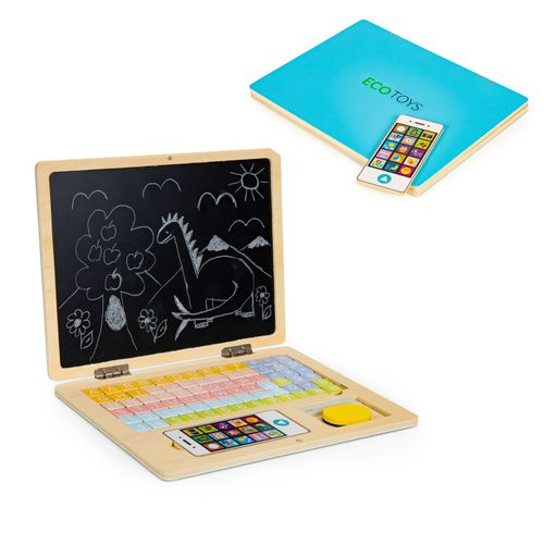 EcoToys edukativni laptop za crtanje 2u1 sa 78 magneta plavi slika 5