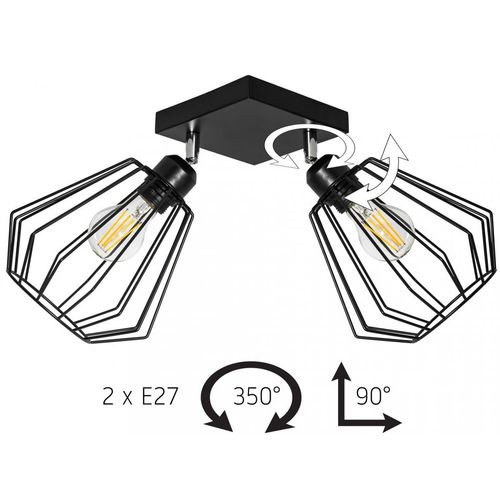 TOOLIGHT Viseća stropna svjetiljka Dvostruka metalna Crna 392194 slika 2