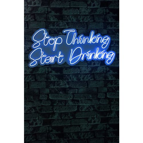 Dekorativna Plastična LED Rasveta - Stop Thinking Start Drinking, Plava slika 3