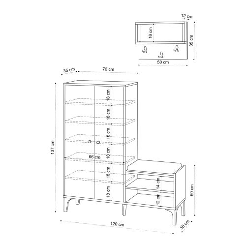 Jess Oak Shoe Cabinet slika 5