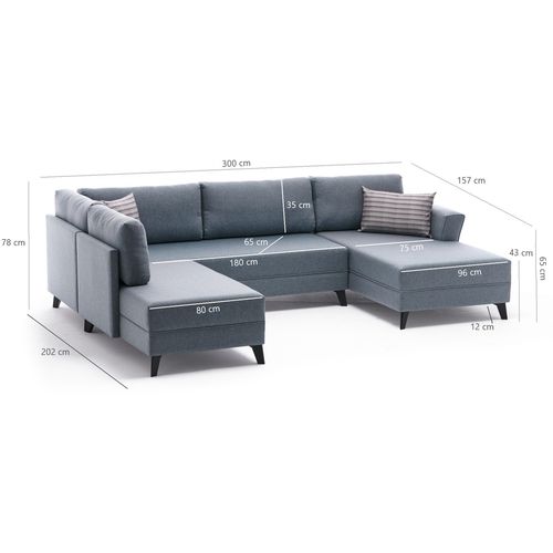 Atelier Del Sofa Kutna garnitura na razvlačenje, Plava, Efsun - Blue slika 11