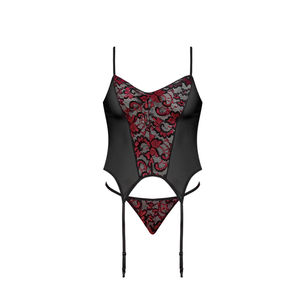 Magic Silk Merry Widow and G-String Set - L/XL - Black slika 5