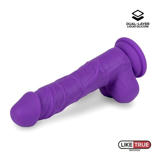 Liketrue realistični dvoslojni dildo 20cm, ljubičasta slika 7