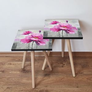 Nesting stolovi 2Shp298 - (2 komada) - boje: ružičasta, ljubičasta, žuta, siva
