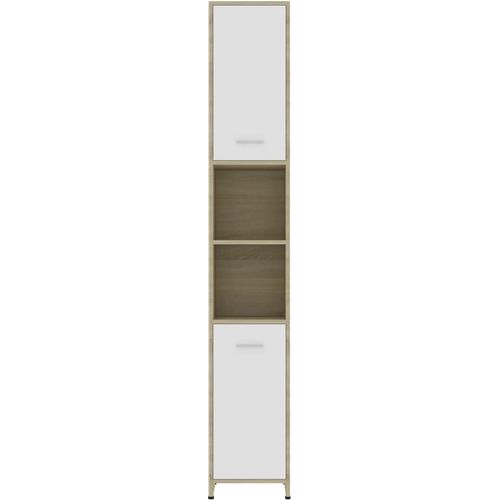Kupaonski ormarić bijeli i boja hrasta 30x30x183,5 cm iverica slika 32