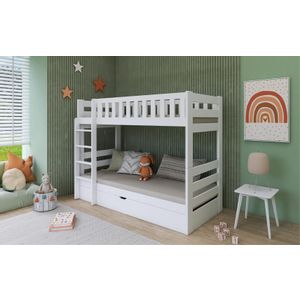 Drveni dječji krevet na kat Focus sa spremištem - bijeli - 190/200*90 cm