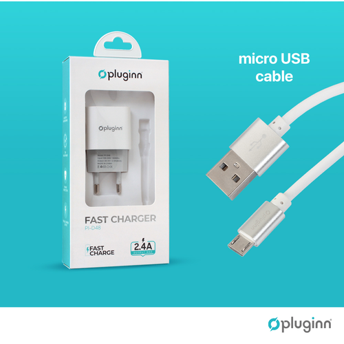 Kućni punjač Pluginn PI-D48, 5V, 2.4A, 12W sa micro USB kablom beli slika 3