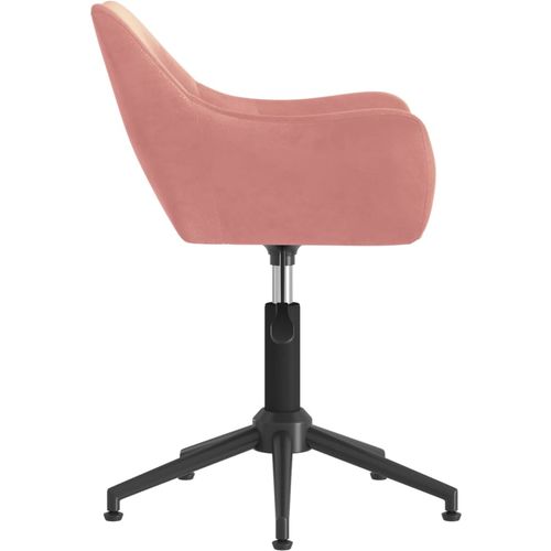 Okretna uredska stolica ružičasta baršunasta slika 4