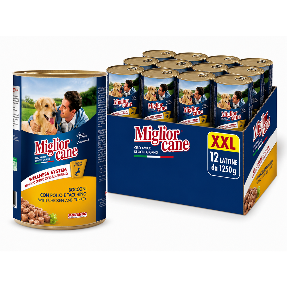 Miglior hrana za pse u limenci, Piletina i Puretina, 12x1250 g, XXL slika 1