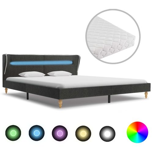 Krevet od jute s LED svjetlom i madracem tamnosivi 180 x 200 cm slika 36