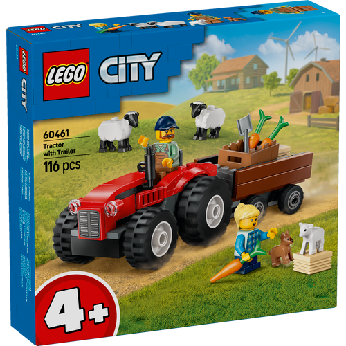 LEGO® CITY 60461 Crveni traktor s prikolicom i ovce slika 1