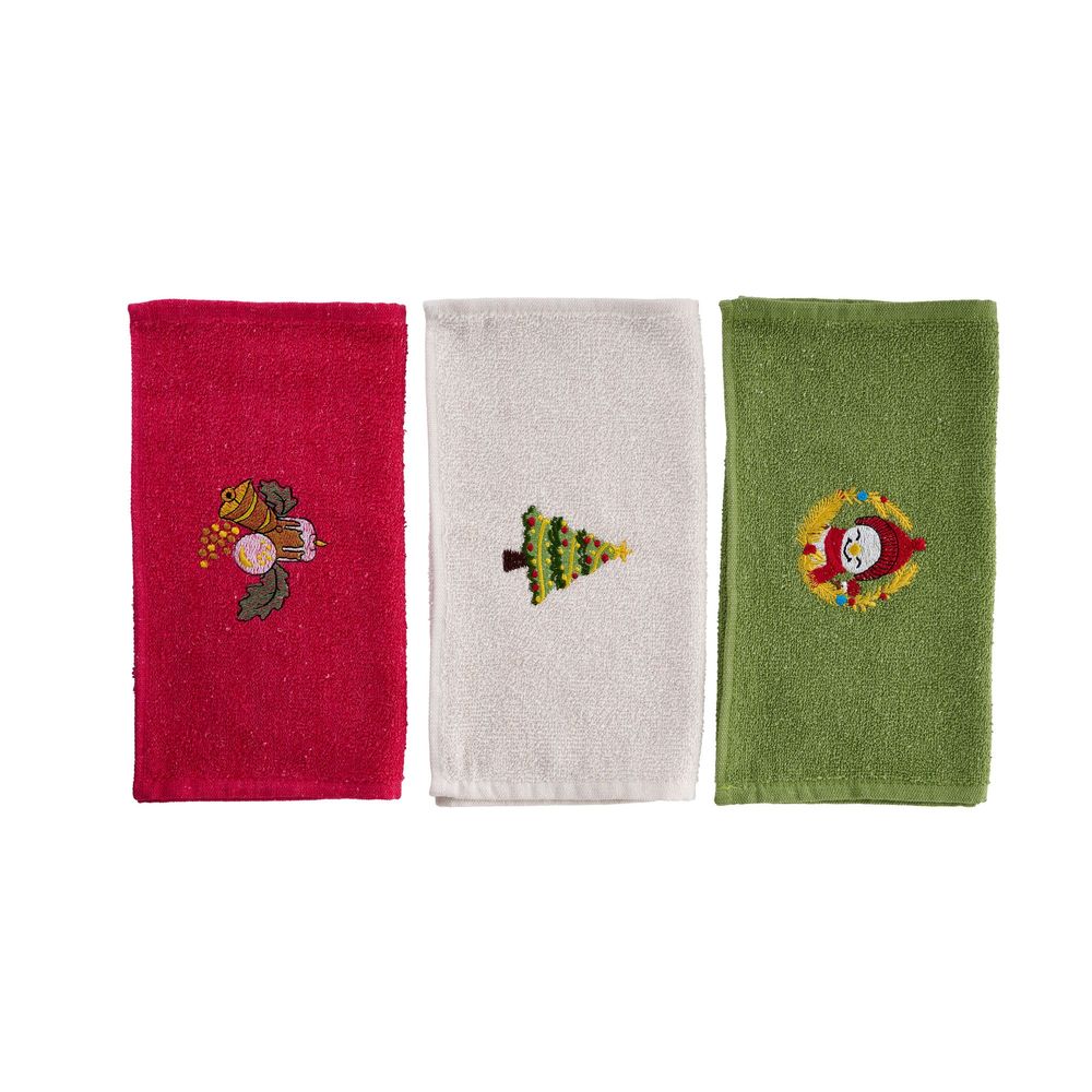 Wash towel set (3 pieces) Xmas - colours: Red, Green, White slika 3