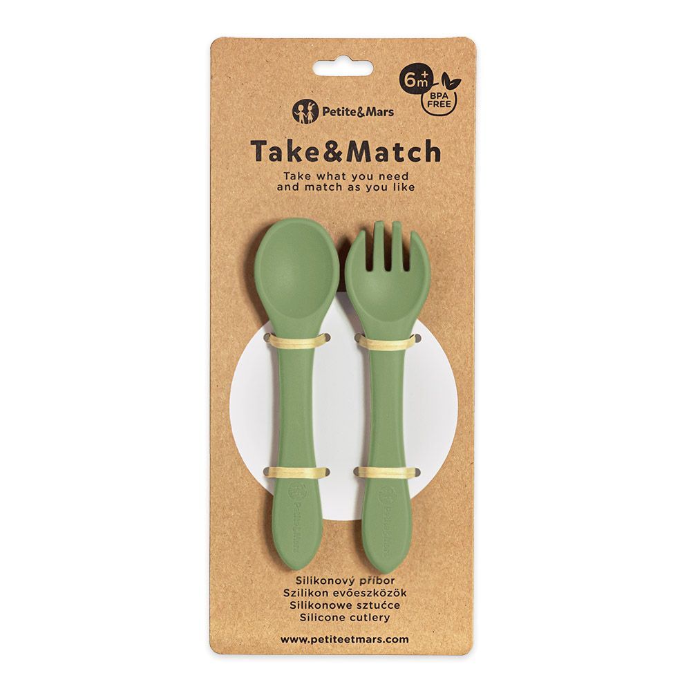 PETITE&amp;MARS Silikonska žlica i vilica 6 m+ Take&amp;Match, Sweet Pea slika 1