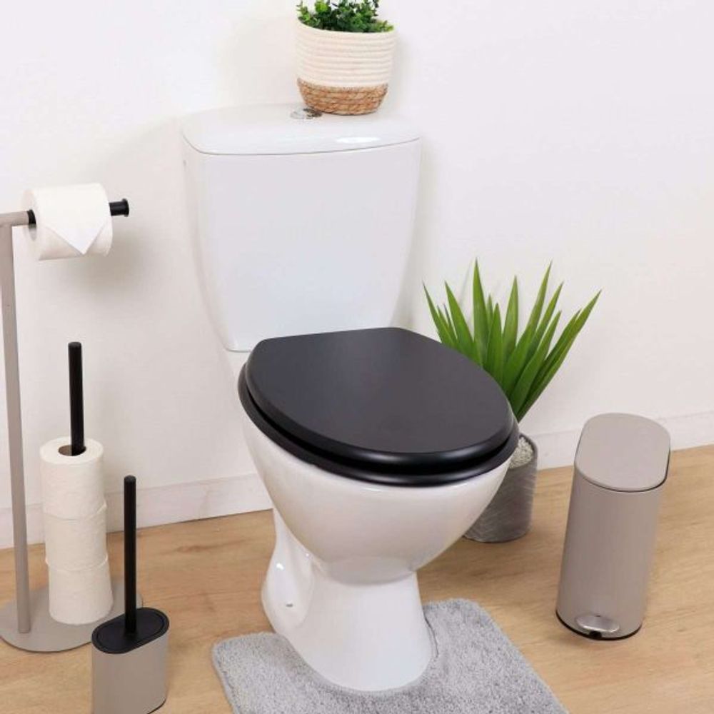 Tendance wc daska mdf sa inox okovima, crna slika 2