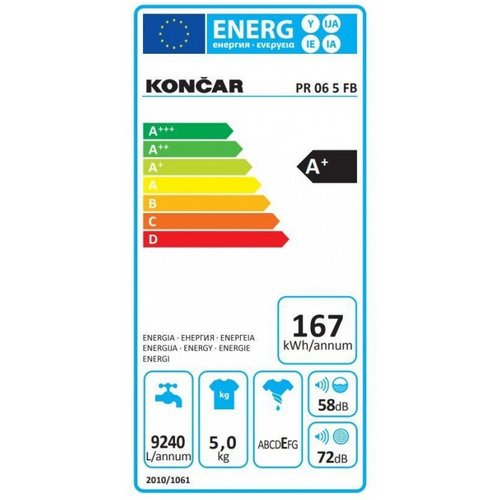 Končar perilica rublja PR 06 5 FB slika 2