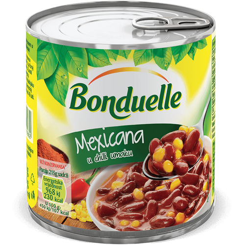 Bonduelle Mexicana, Crveni grah s kukuruzom u chilli umaku 430g, ocjeđena masa 200g slika 1