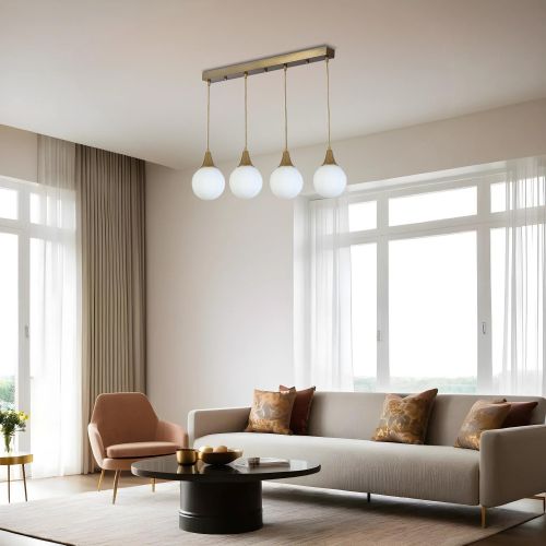 Afra 4 Lü Sıralı Eskitme Beyaz Camlı Sarkıt White
Gold Chandelier slika 1