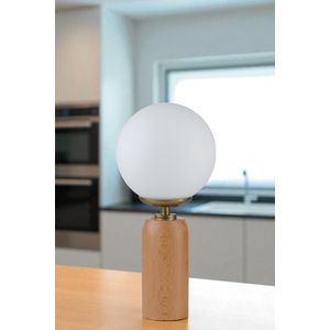 Opviq Stolna lampa 873, bijela, zlatna, hrast