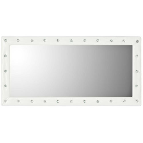 Zidno Ogledalo s Umjetnom Kožom 60x120 cm Sjajno Bijelo slika 3