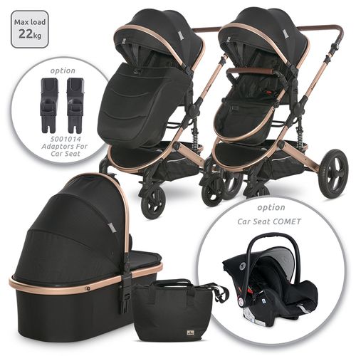 LORELLI BOSTON Black Kolica 2u1: Košara + Zimska Navlaka + Putna Torba (0mj+) - (do 15kg/96cm) slika 1