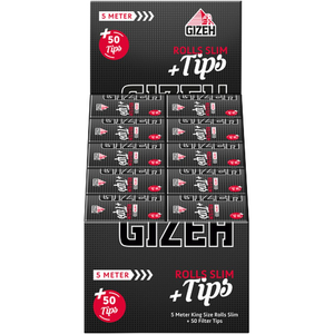 Gizeh papir za motanje Black Roll 5m + 50 tips pakovanje 20 kom