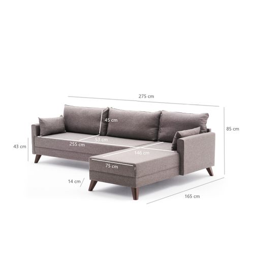 Atelier Del Sofa Kutna garnitura, Smeđa, Bella Corner Sofa Right - Brown slika 8