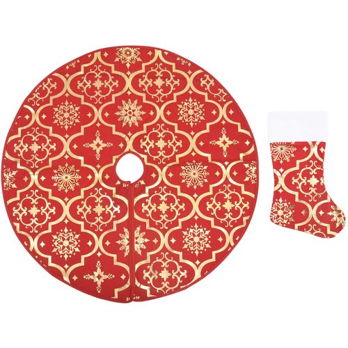 Luksuzna podloga za božićno drvce s čarapom crvena 90cm tkanina slika 9