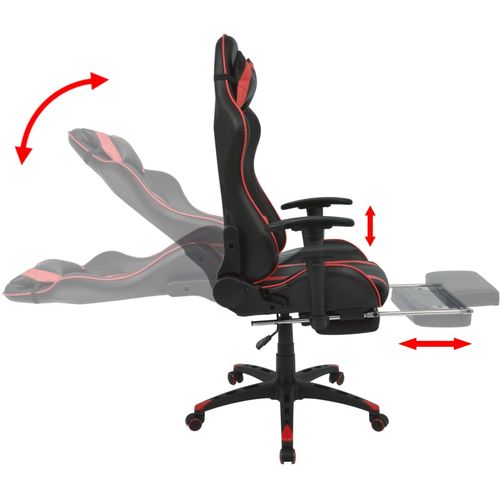 Podesiva igraća uredska stolica s osloncem za noge crvena slika 29