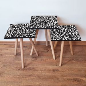 Nesting Table Set (3 komada) - Crna i Bijela