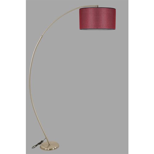 Mısra Mat Krom Lambader Silindir Hasır Bordo Abajurlu Claret Red Floor Lamp slika 3