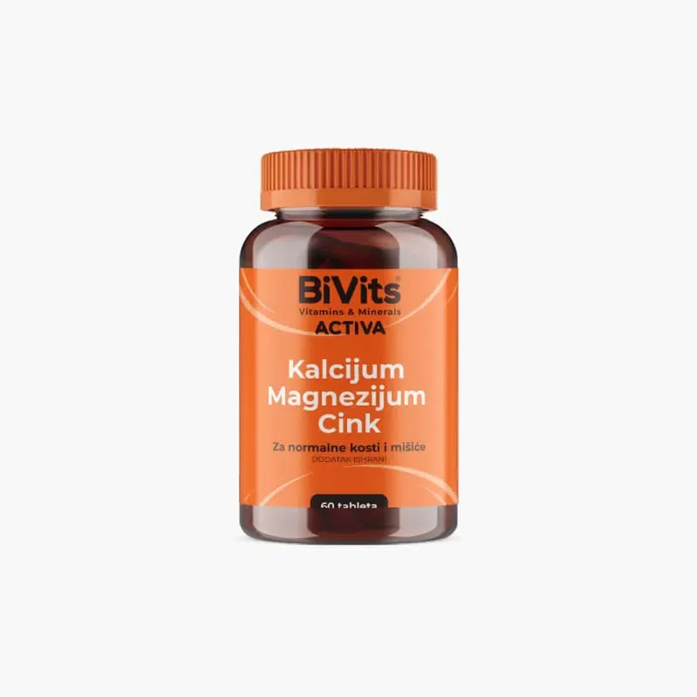 BIVITS KALCIJUM, MAGNEZIJUM, CINK ACTIVA 60TBL slika 1
