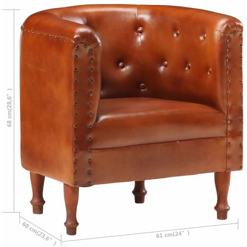 Fotelja od prave kože smeđa slika 15