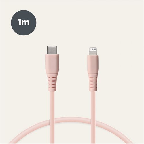 KSIX, kabel za prijenos podataka, Soft, USB-C na lightning, 1.0m, rozi slika 1