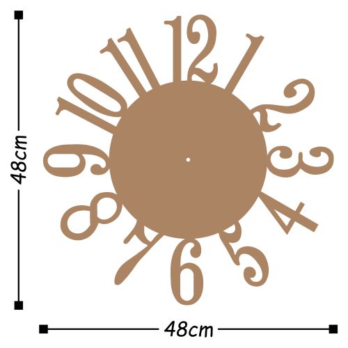 Wallity Ukrasni metalni zidni sat, Metal Wall Clock 14 - Copper slika 3