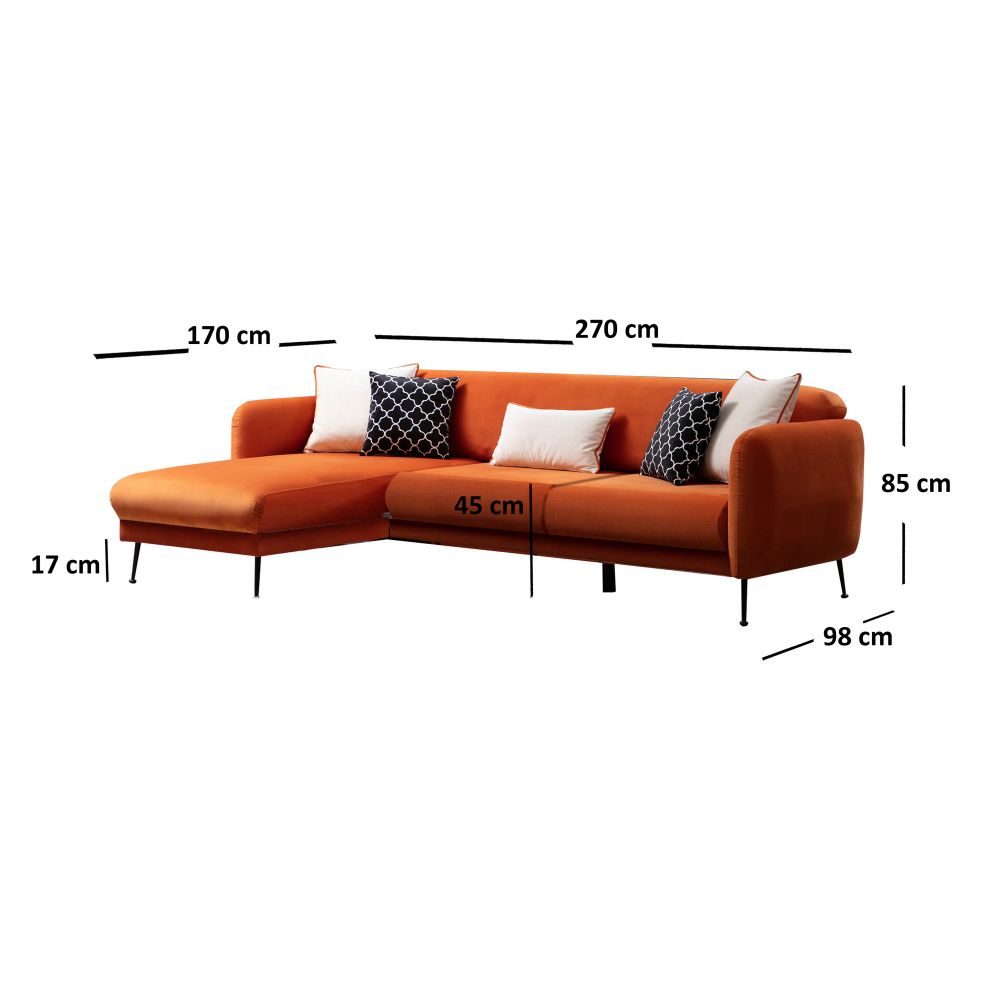 Sevilla Corner Left (Chl+3R) Narandžasti Kutni Sofa-Krevet slika 7