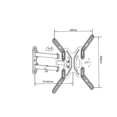 Nosač za TV TILT 17-55 LONG ARM/nagib-15 do+15/rot.180/VESA 400X400/30kg/7.5-40cm od zida slika 5