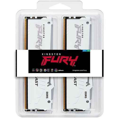 KINGSTON DIMM DDR5 64GB (2x32GB kit) 5600MT/s KF556C36BWEAK2-64 Fury Beast RGB White Expo slika 3