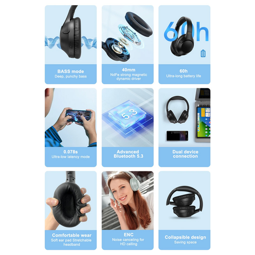 Bluetooth slusalice QCY H2 Headset crne slika 14