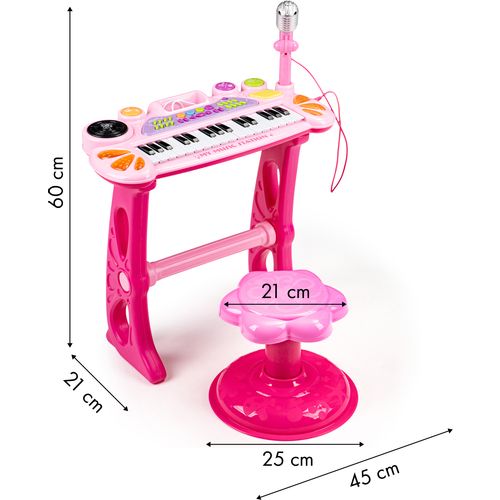 Dječje klavijature sa stolicom i mikrofonom roza slika 5