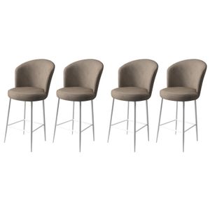 Fora - Cappuccino, Bijeli Bar Stolac Set (4 Komada)