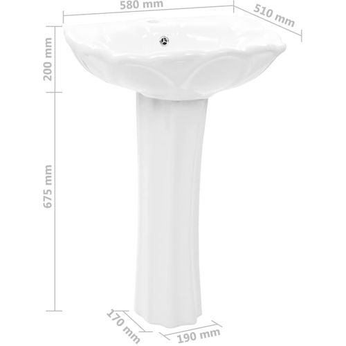 Samostojeći umivaonik keramički bijeli 580 x 510 x 200 mm slika 11